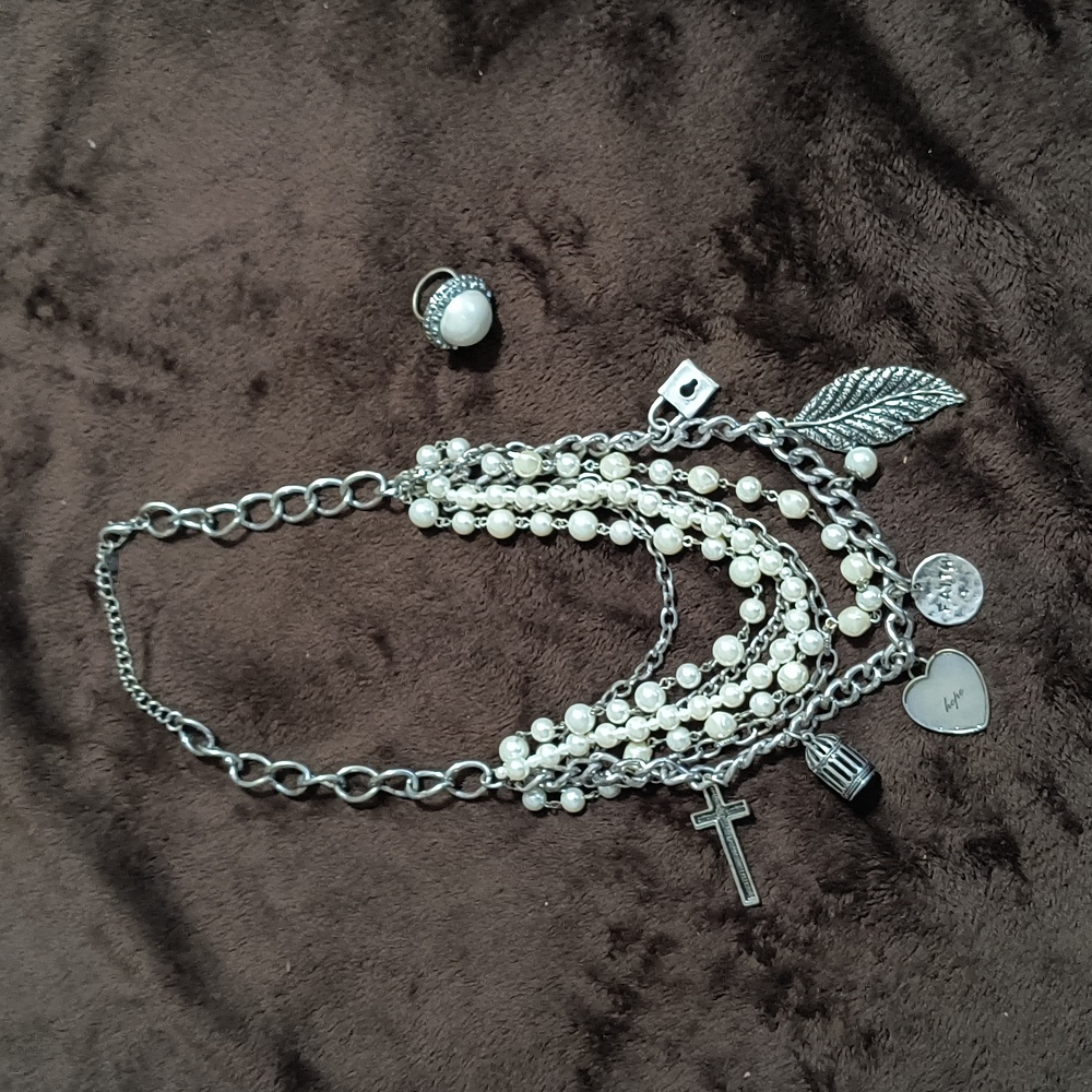 Beautiful Pearl Multi Strand Necklace And Matching Ring